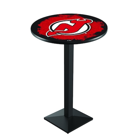 Holland Bar Stool Co 42" Blk Wrinkle New Jersey Devils Pub Table L217B4228NJDevl